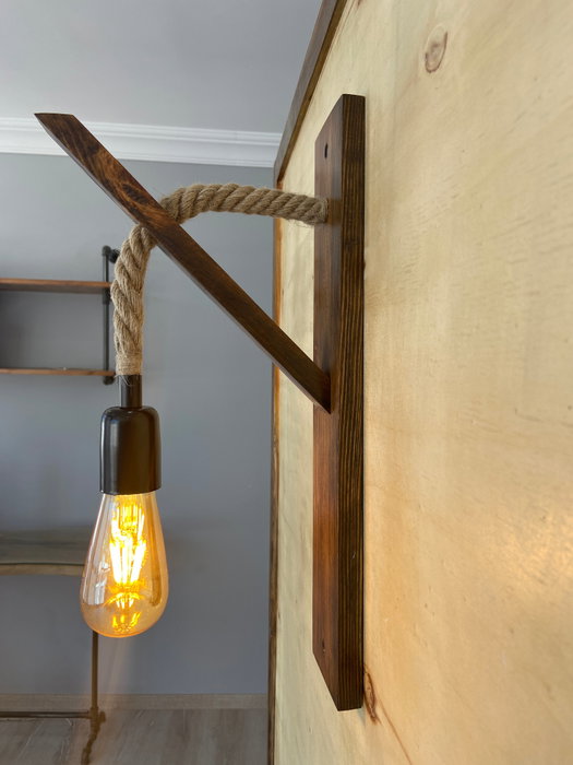 Opviq Aplique de Pared de Pino Macizo en Nogal